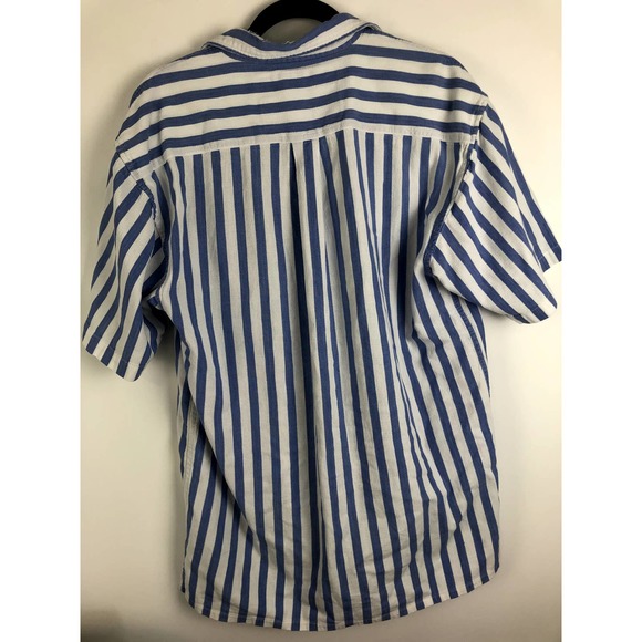PUSSERS WEST INDIES Button Down Tropic Weave Shirt Stripe Blue White Size L - Picture 2 of 6